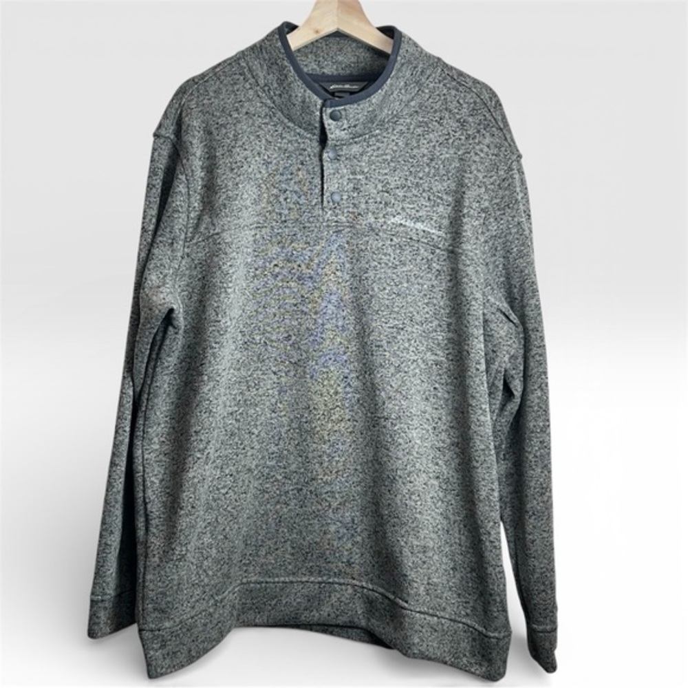 Eddie Bauer Men's XXL Radiator Fleece Snap Mock Pullover Green Marled